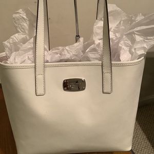 EUC 🎁 Michael Kors Saffiano White Leather Tote